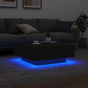 Τραπεζάκι Σαλονιού με Φώτα LED Μαύρο 80x80x31 εκ. - Pakobazaar
