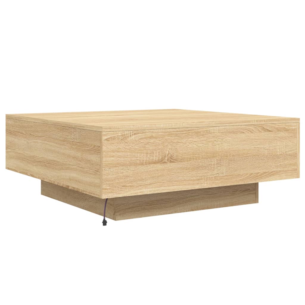 Τραπεζάκι Σαλονιού με Φώτα LED Sonoma Δρυς 80 x 80 x 31 εκ. - Pakobazaar