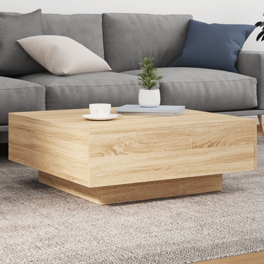 Τραπεζάκι Σαλονιού με Φώτα LED Sonoma Δρυς 80 x 80 x 31 εκ. - Pakobazaar