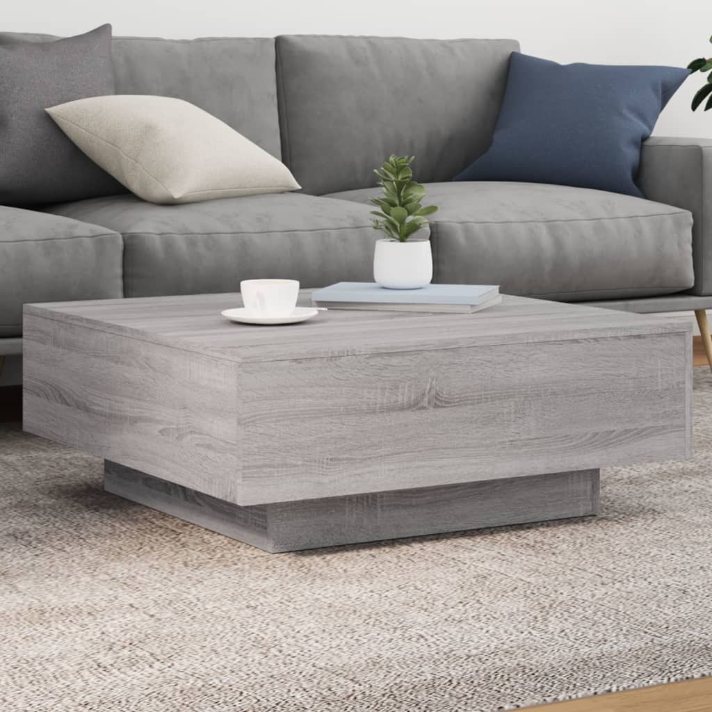 Τραπεζάκι Σαλονιού με Φώτα LED Γκρι Sonoma 80x80x31 εκ. - Pakobazaar