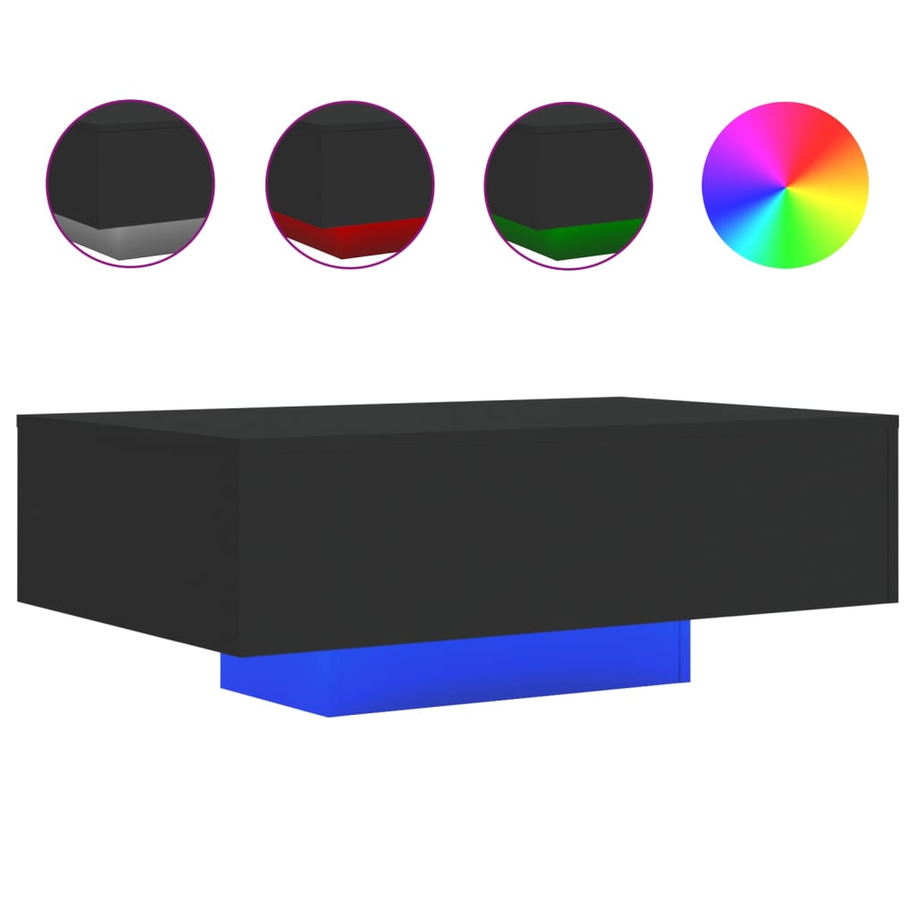 Τραπεζάκι Σαλονιού με Φώτα LED Μαύρο 85x55x31 εκ. - Pakobazaar