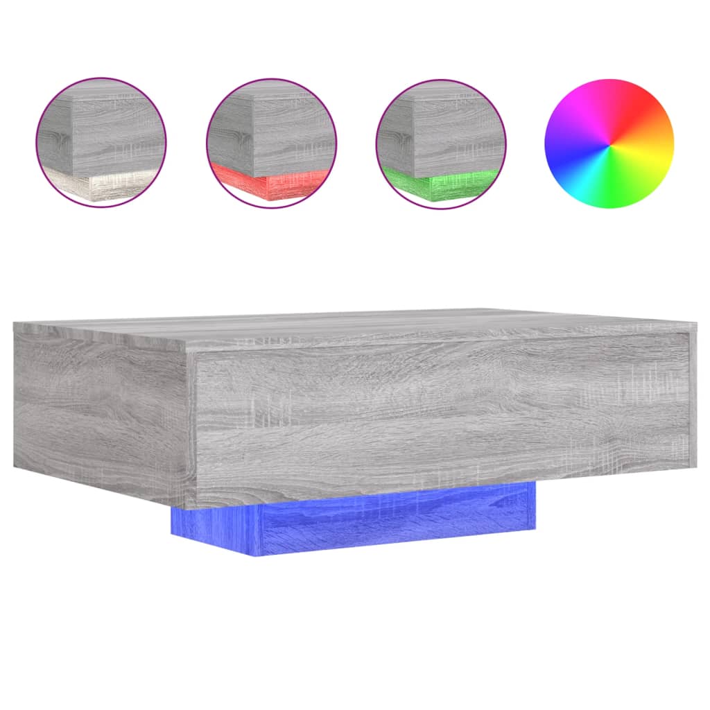 Τραπεζάκι Σαλονιού με Φώτα LED Γκρι Sonoma 85x55x31 εκ. - Pakobazaar
