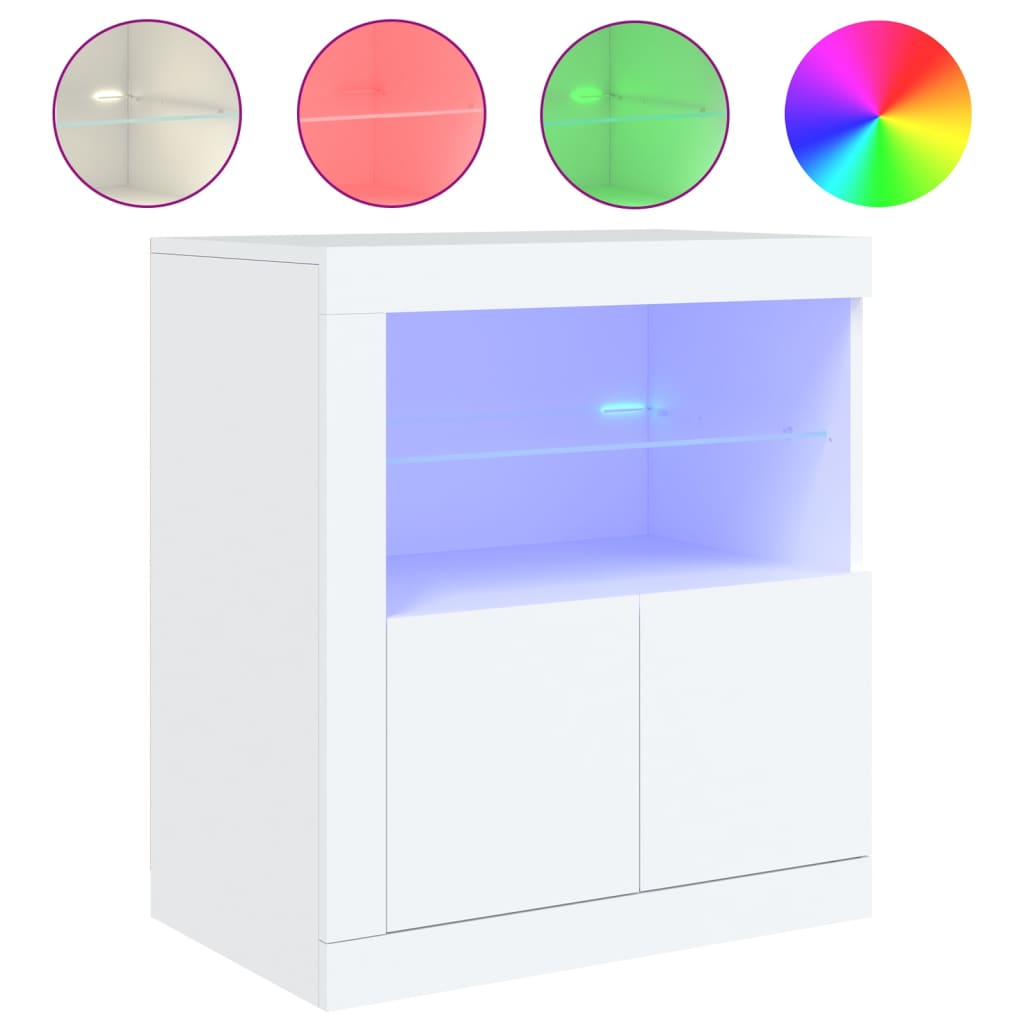 Μπουφές με Φώτα LED Λευκός 60,5 x 37 x 67 εκ. - Pakobazaar