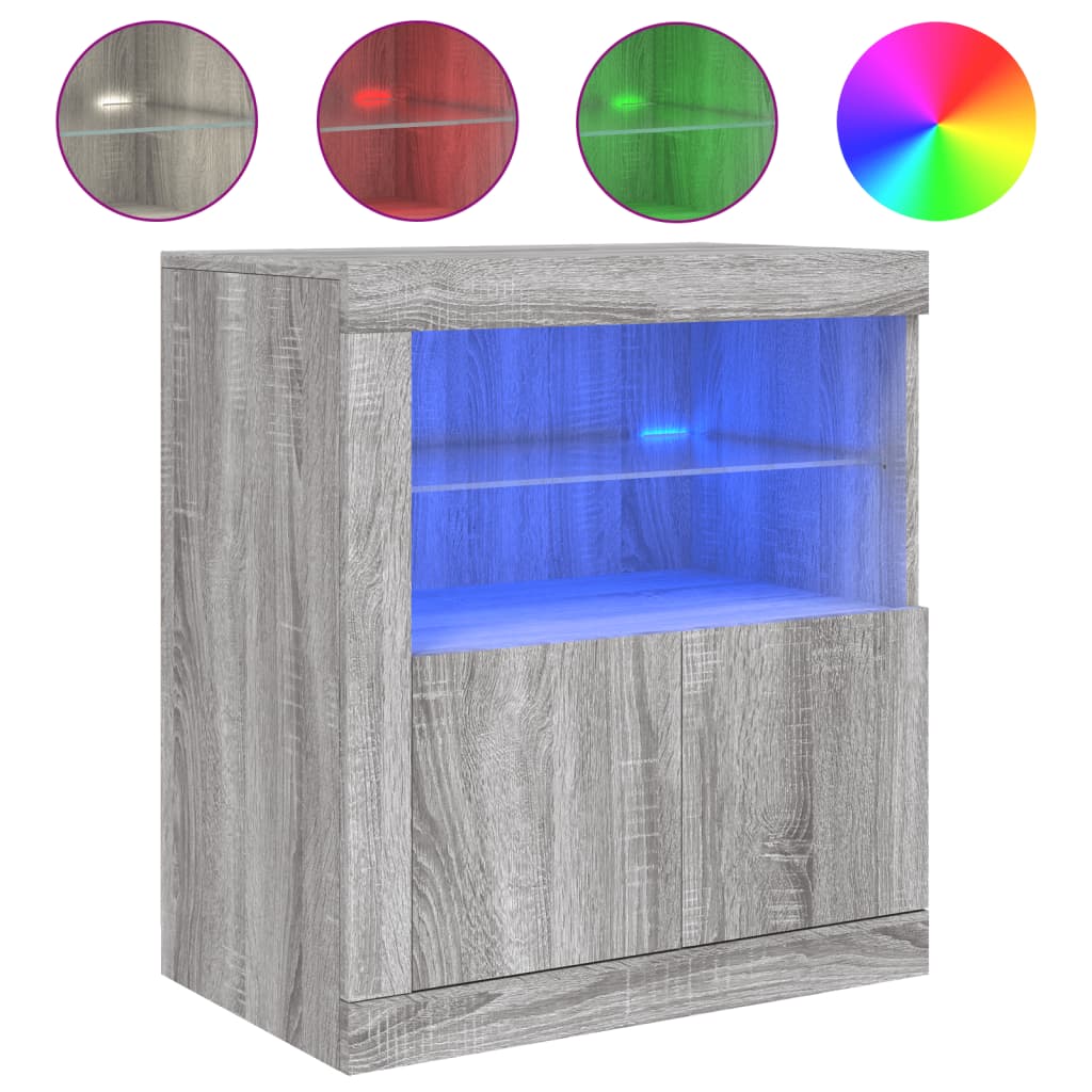 Μπουφές με LED Γκρι Sonoma 60,5 x 37 x 67 εκ. - Pakobazaar