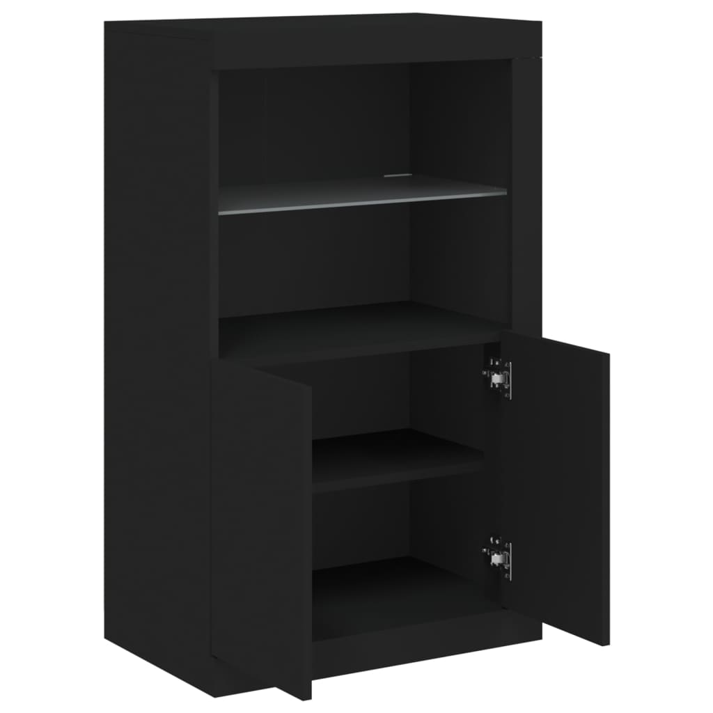 Ντουλάπι Βοηθητικό με Φώτα LED Μαύρο από Επεξεργασμένο Ξύλο - Pakobazaar
