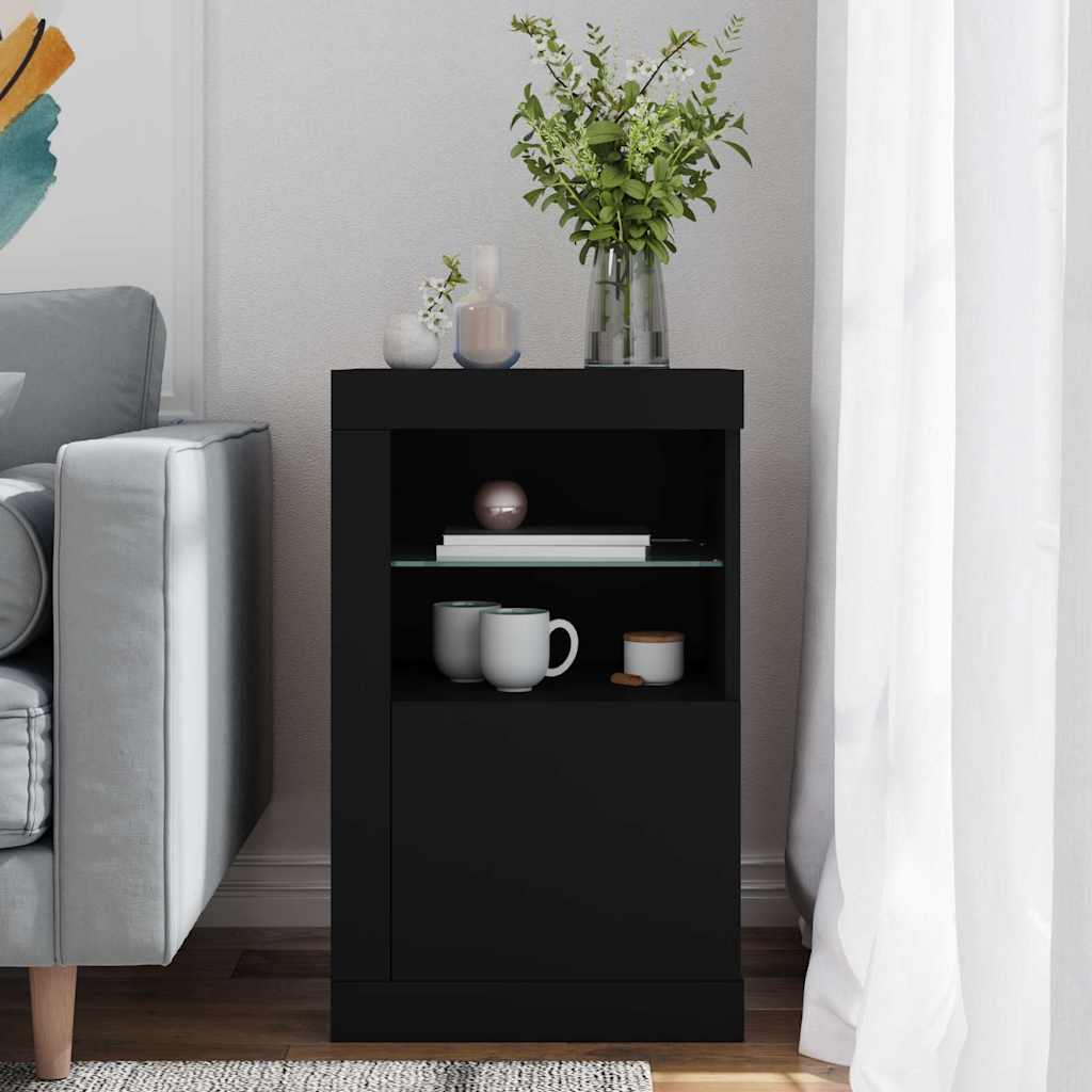 Ντουλάπι Βοηθητικό με Φώτα LED Μαύρο από Επεξεργασμένο Ξύλο - Pakobazaar