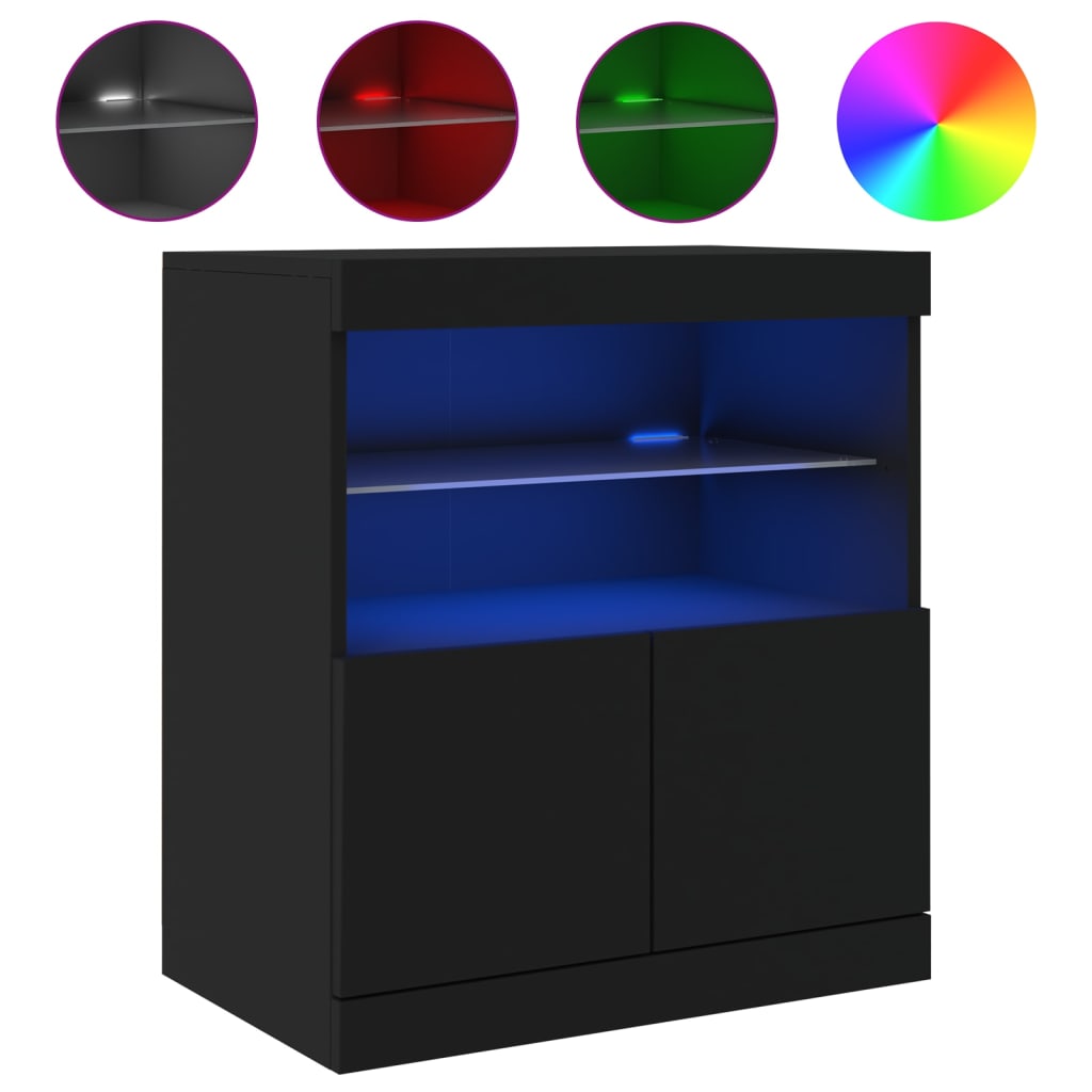 Μπουφές με Φώτα LED Μαύρος 60 x 37 x 67 εκ.