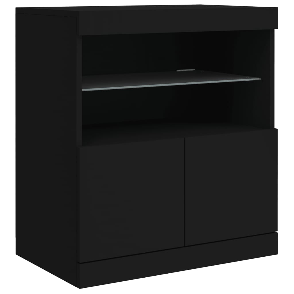Μπουφές με Φώτα LED Μαύρος 60 x 37 x 67 εκ.