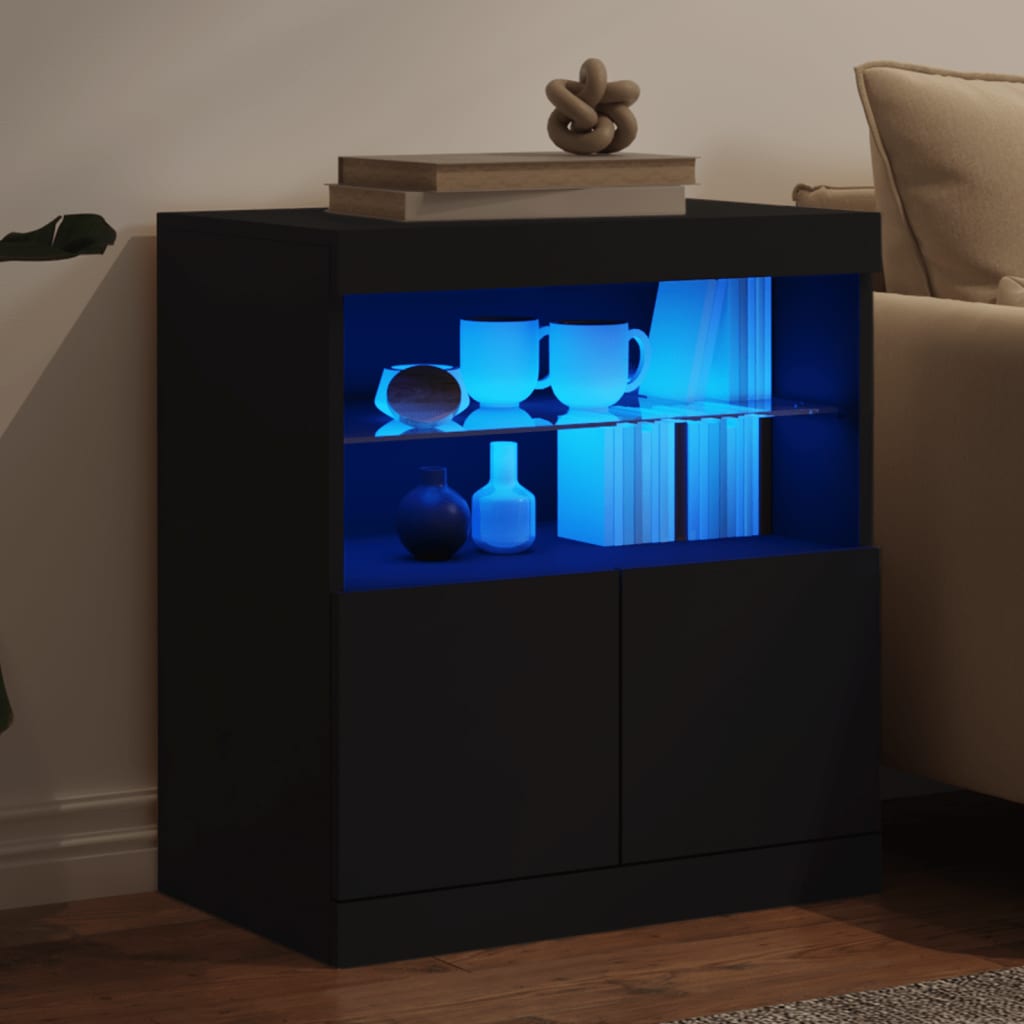 Μπουφές με Φώτα LED Μαύρος 60 x 37 x 67 εκ.