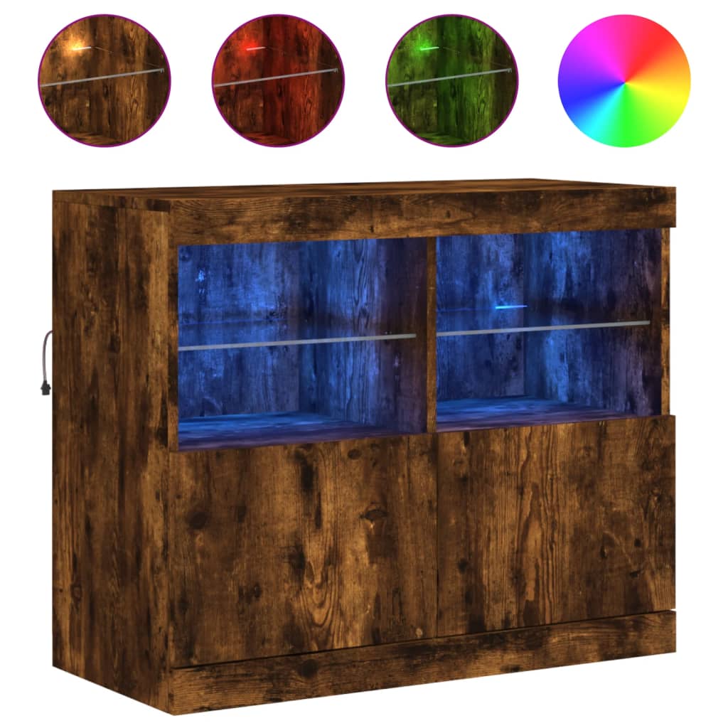 Μπουφές με LED Καπνιστή Δρυς 81 x 37 x 67 εκ. - Pakobazaar