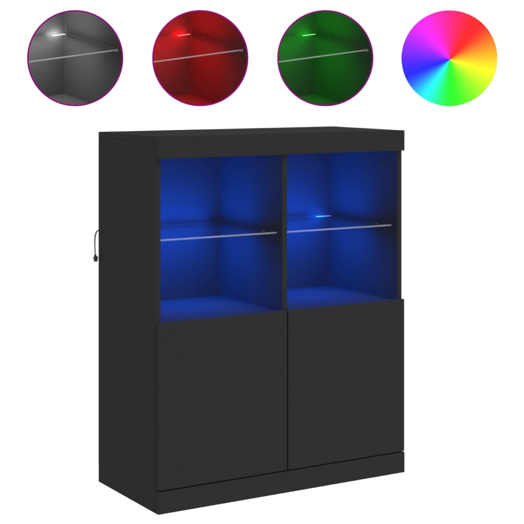 Μπουφές με Φώτα LED Μαύρος 81 x 37 x 100 εκ.