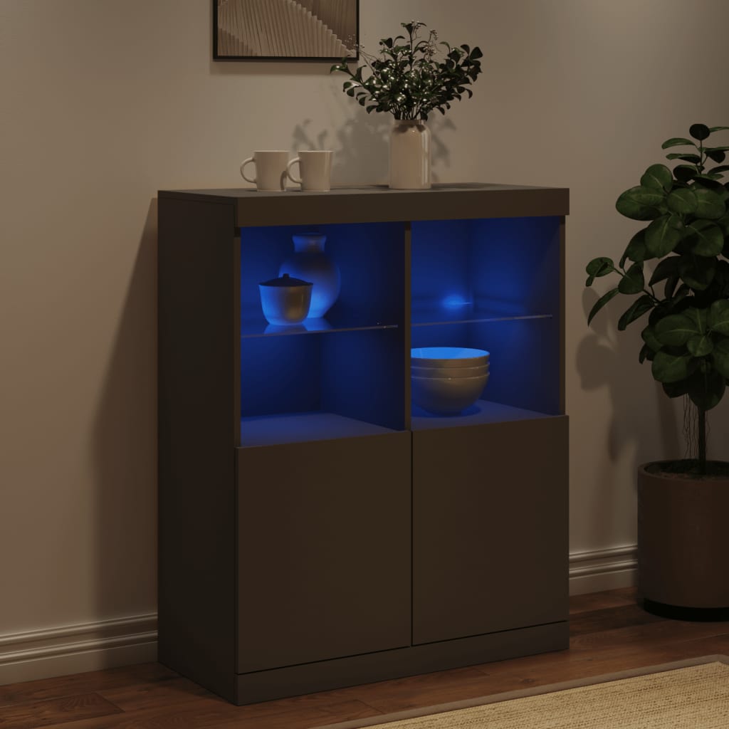 Μπουφές με Φώτα LED Μαύρος 81 x 37 x 100 εκ.