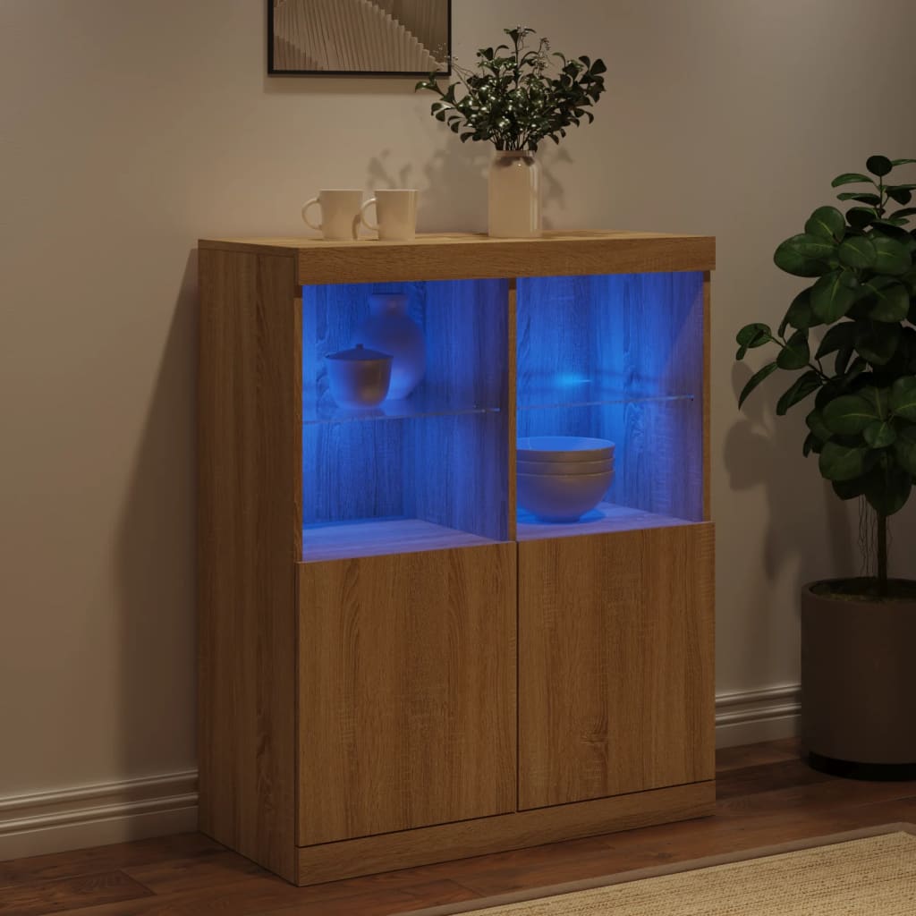 Μπουφές με Φώτα LED Sonoma Δρυς 81 x 37 x 100 εκ.