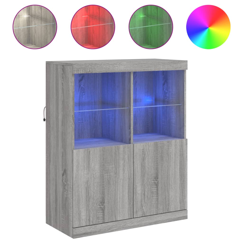 Μπουφές με LED Γκρι Sonoma 81 x 37 x 100 εκ.