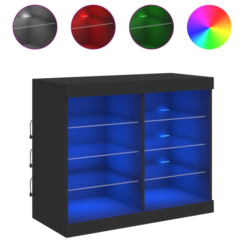 Μπουφές με LED Μαύρος 81 x 37 x 67 εκ. - Pakobazaar