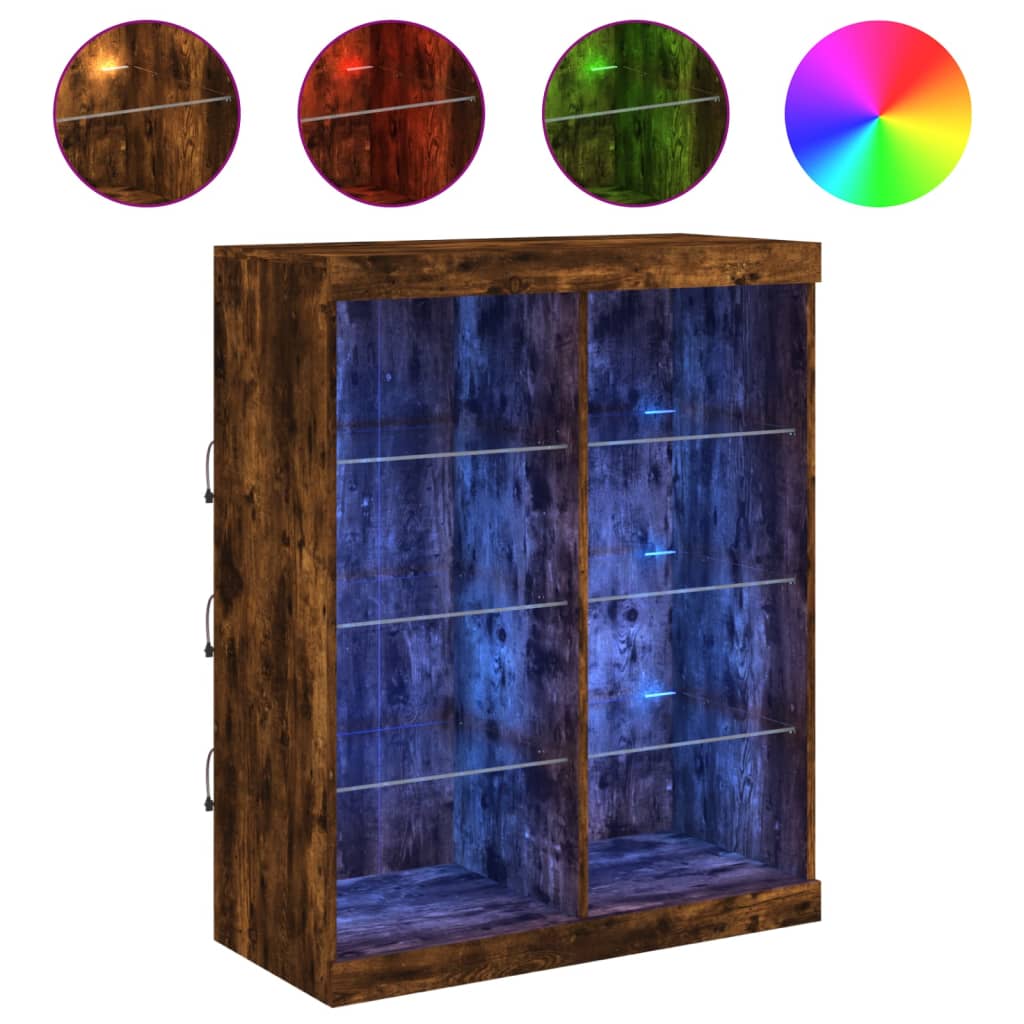 Μπουφές με Φώτα LED Καπνιστή Δρυς 81 x 37 x 100 εκ. - Pakobazaar