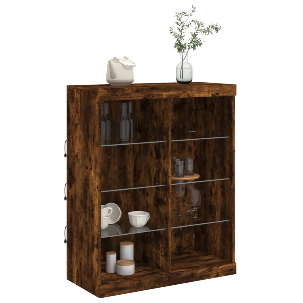 Μπουφές με Φώτα LED Καπνιστή Δρυς 81 x 37 x 100 εκ. - Pakobazaar