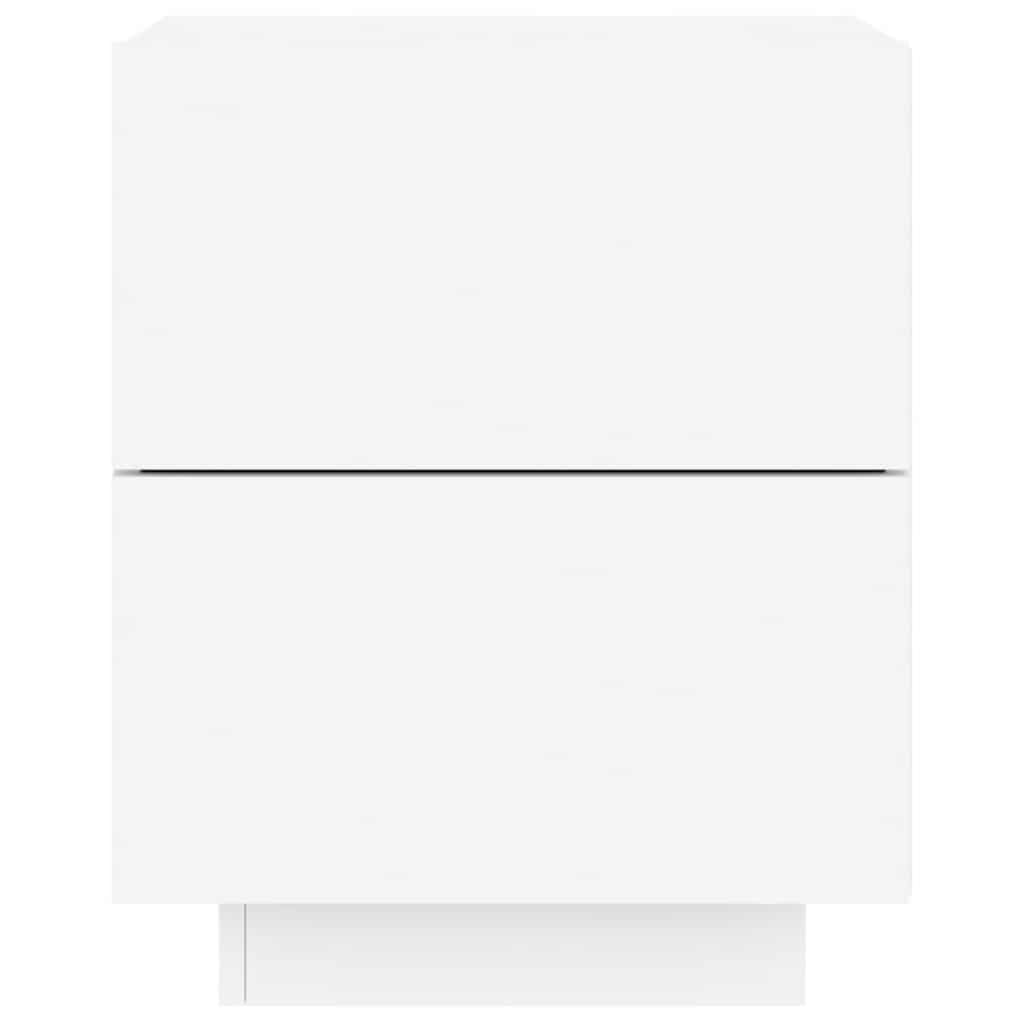 Κομοδίνο με Φώτα LED Λευκό από Επεξεργασμένο ξύλο - Pakobazaar