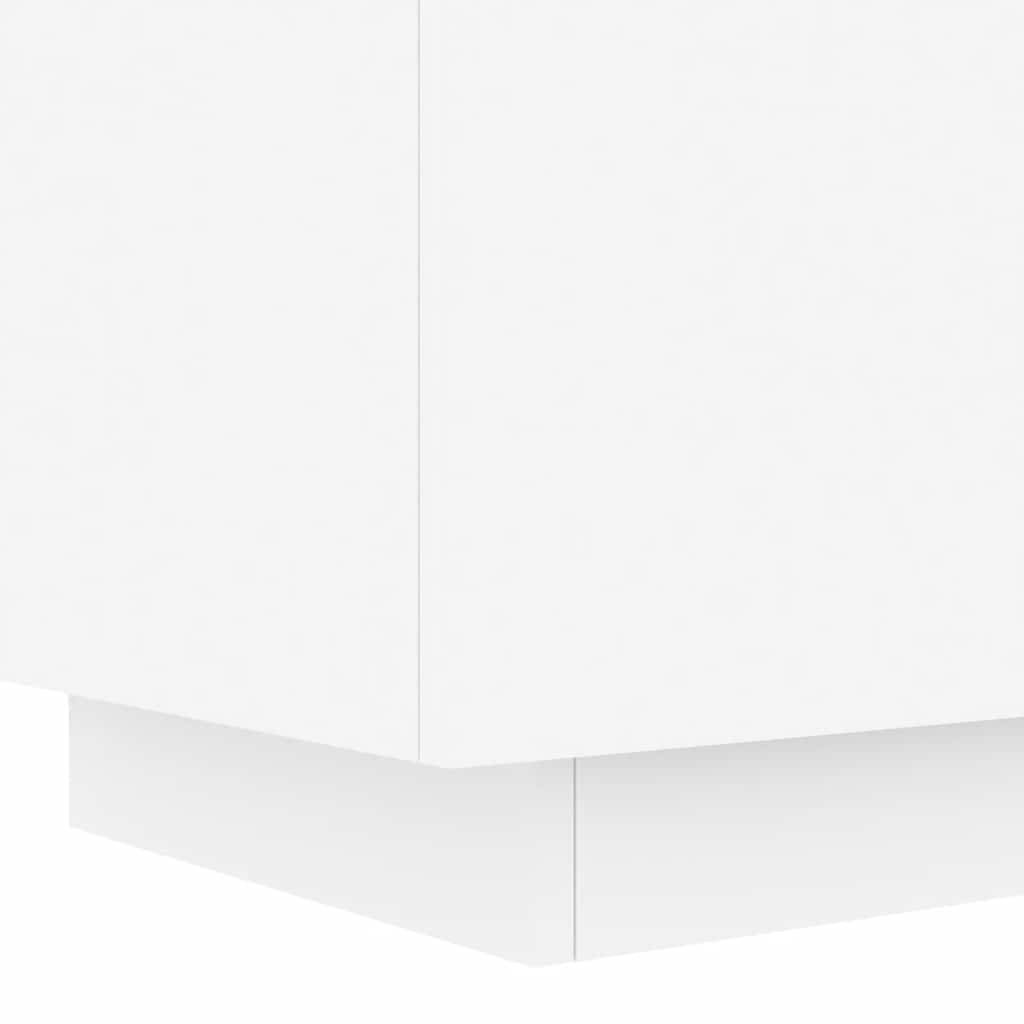 Κομοδίνα με Φώτα LED 2 τεμ. Λευκά από Επεξεργασμένο Ξύλο - Pakobazaar