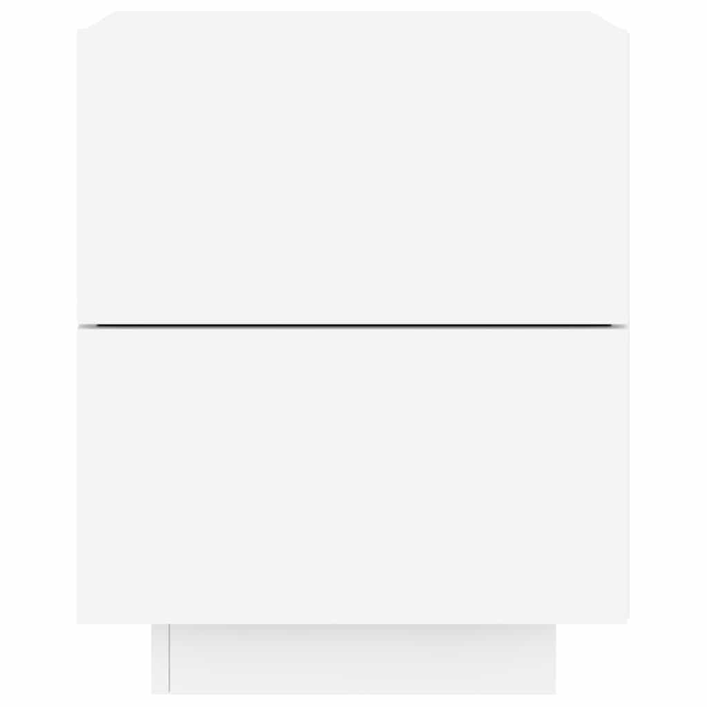 Κομοδίνα με Φώτα LED 2 τεμ. Λευκά από Επεξεργασμένο Ξύλο - Pakobazaar