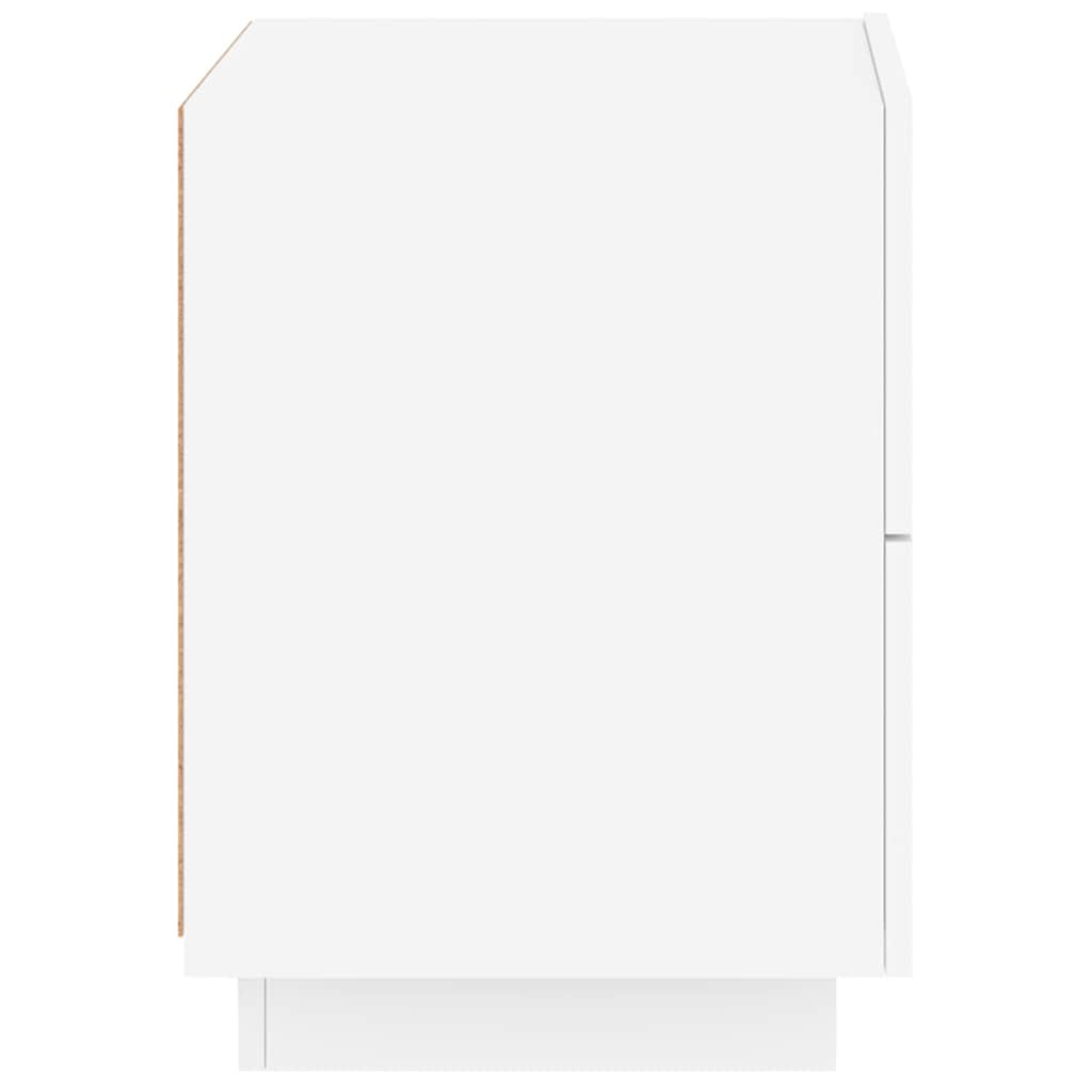 Κομοδίνα με Φώτα LED 2 τεμ. Λευκά από Επεξεργασμένο Ξύλο - Pakobazaar