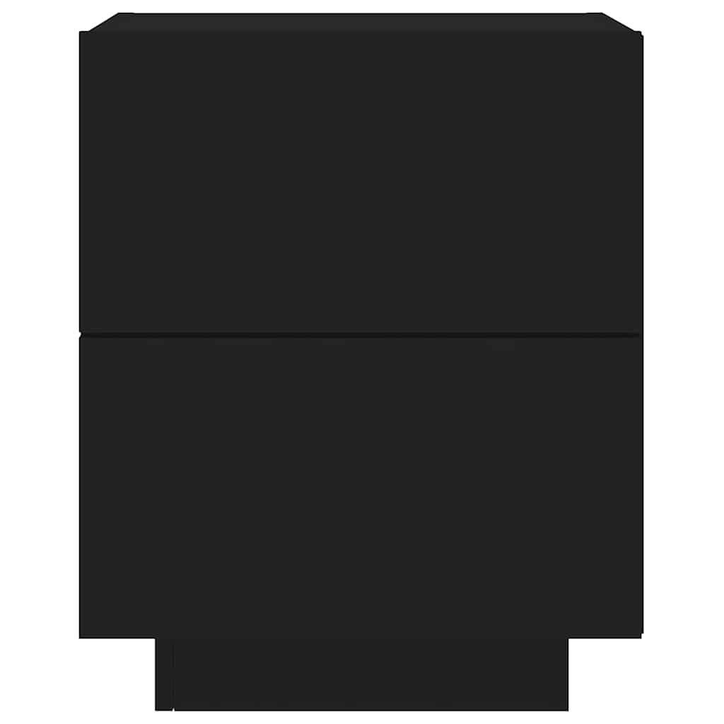 Κομοδίνα με Φώτα LED 2 τεμ. Μαύρα από Επεξεργασμένο Ξύλο - Pakobazaar