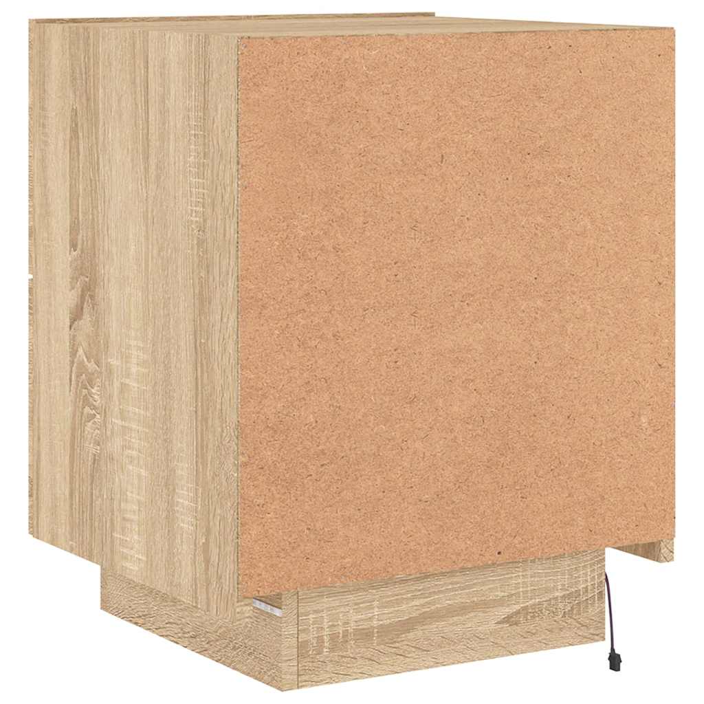 Κομοδίνα με Φώτα LED 2 τεμ. Sonoma Δρυς από Επεξεργασμένο Ξύλο - Pakobazaar