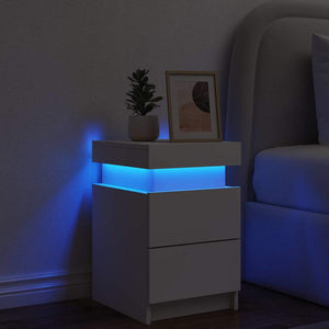 Κομοδίνο με Φώτα LED Λευκό 35 x 39 x 55 εκ. - Pakobazaar