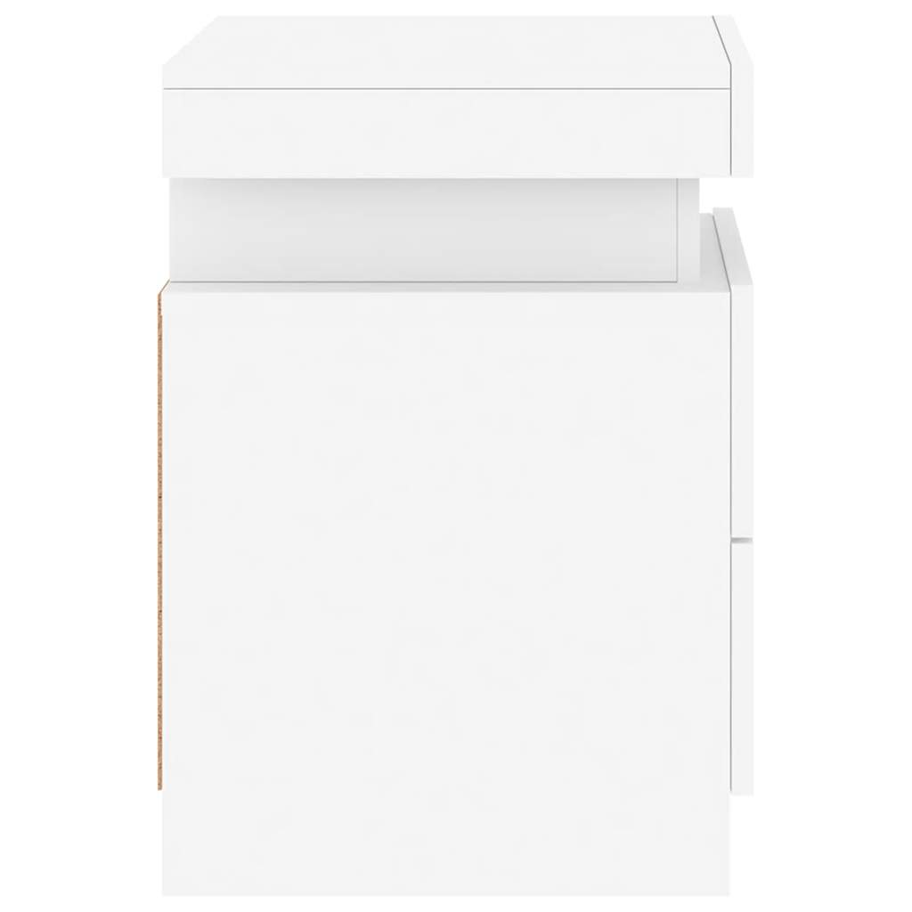 Κομοδίνο με Φώτα LED Λευκό 35 x 39 x 55 εκ. - Pakobazaar