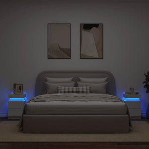 Κομοδίνα με Φώτα LED 2 Τεμ. Λευκά 35 x 39 x 55 εκ. - Pakobazaar