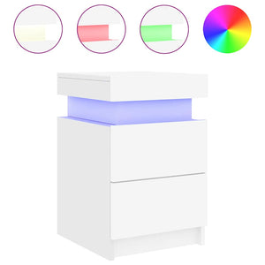 Κομοδίνα με Φώτα LED 2 Τεμ. Λευκά 35 x 39 x 55 εκ. - Pakobazaar