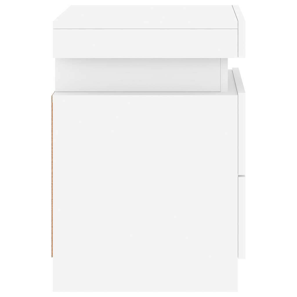 Κομοδίνα με Φώτα LED 2 Τεμ. Λευκά 35 x 39 x 55 εκ. - Pakobazaar