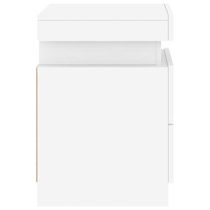 Κομοδίνα με Φώτα LED 2 Τεμ. Λευκά 35 x 39 x 55 εκ. - Pakobazaar
