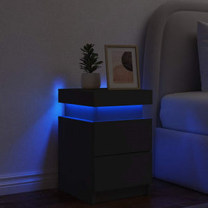 Κομοδίνο με Φώτα LED Μαύρο 35 x 39 x 55 εκ.