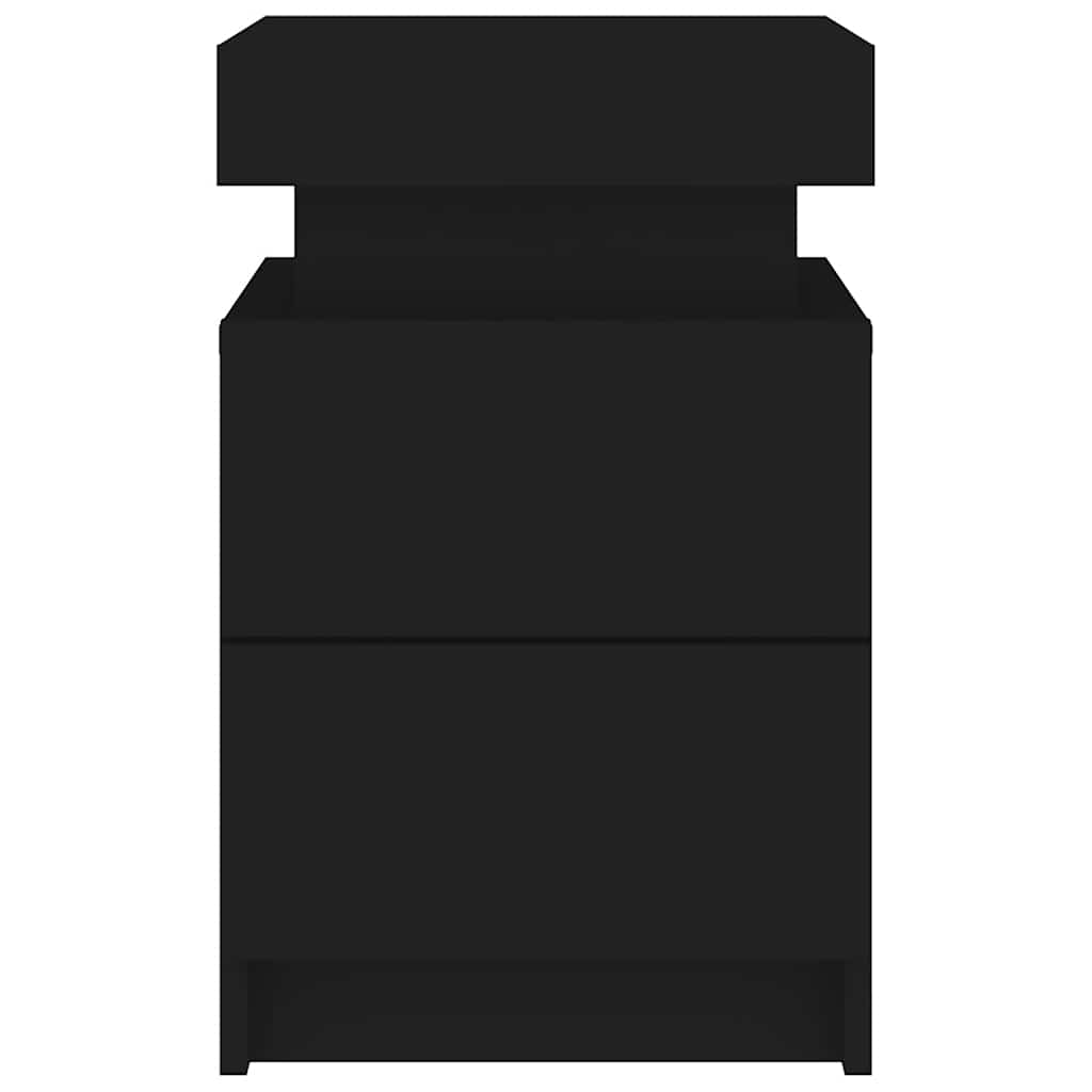 Κομοδίνα με Φώτα LED 2 τεμ. Μαύρα 35 x 39 x 55 εκ. - Pakobazaar