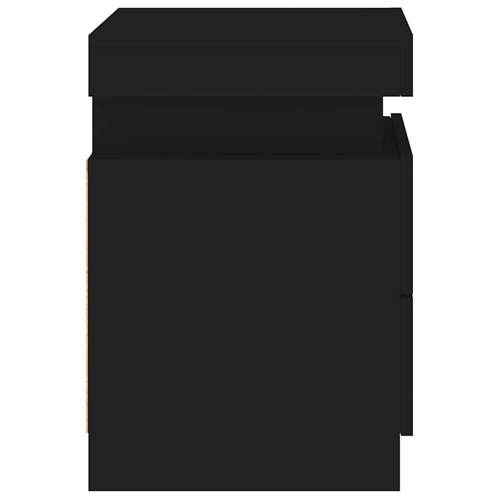 Κομοδίνα με Φώτα LED 2 τεμ. Μαύρα 35 x 39 x 55 εκ. - Pakobazaar