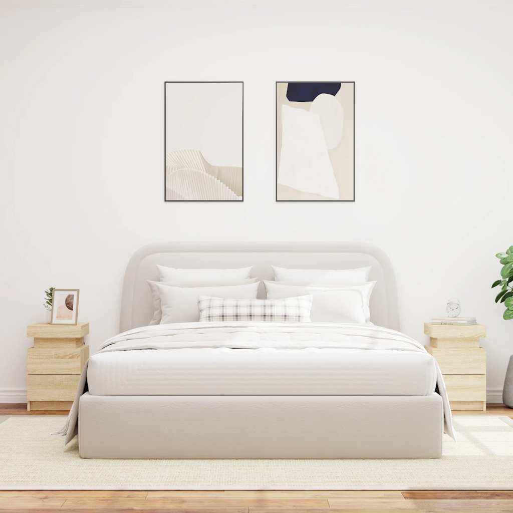 Κομοδίνα με Φώτα LED 2 τεμ. Sonoma Δρυς 35 x 39 x 55 εκ. - Pakobazaar