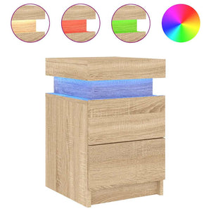 Κομοδίνα με Φώτα LED 2 τεμ. Sonoma Δρυς 35 x 39 x 55 εκ. - Pakobazaar