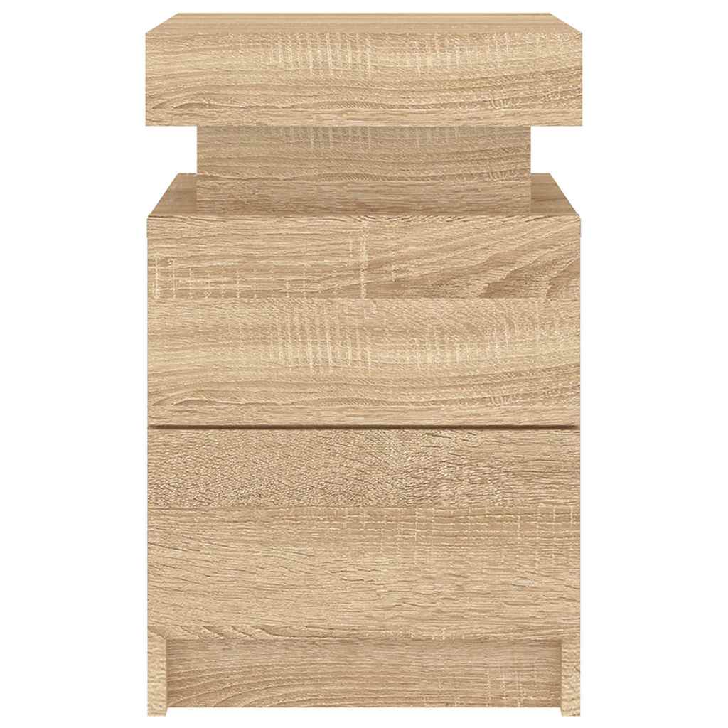 Κομοδίνα με Φώτα LED 2 τεμ. Sonoma Δρυς 35 x 39 x 55 εκ. - Pakobazaar