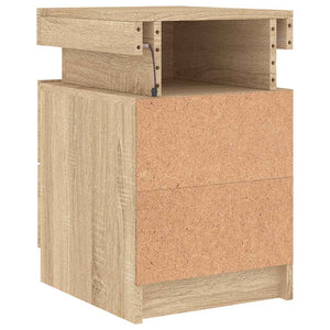 Κομοδίνα με Φώτα LED 2 τεμ. Sonoma Δρυς 35 x 39 x 55 εκ. - Pakobazaar