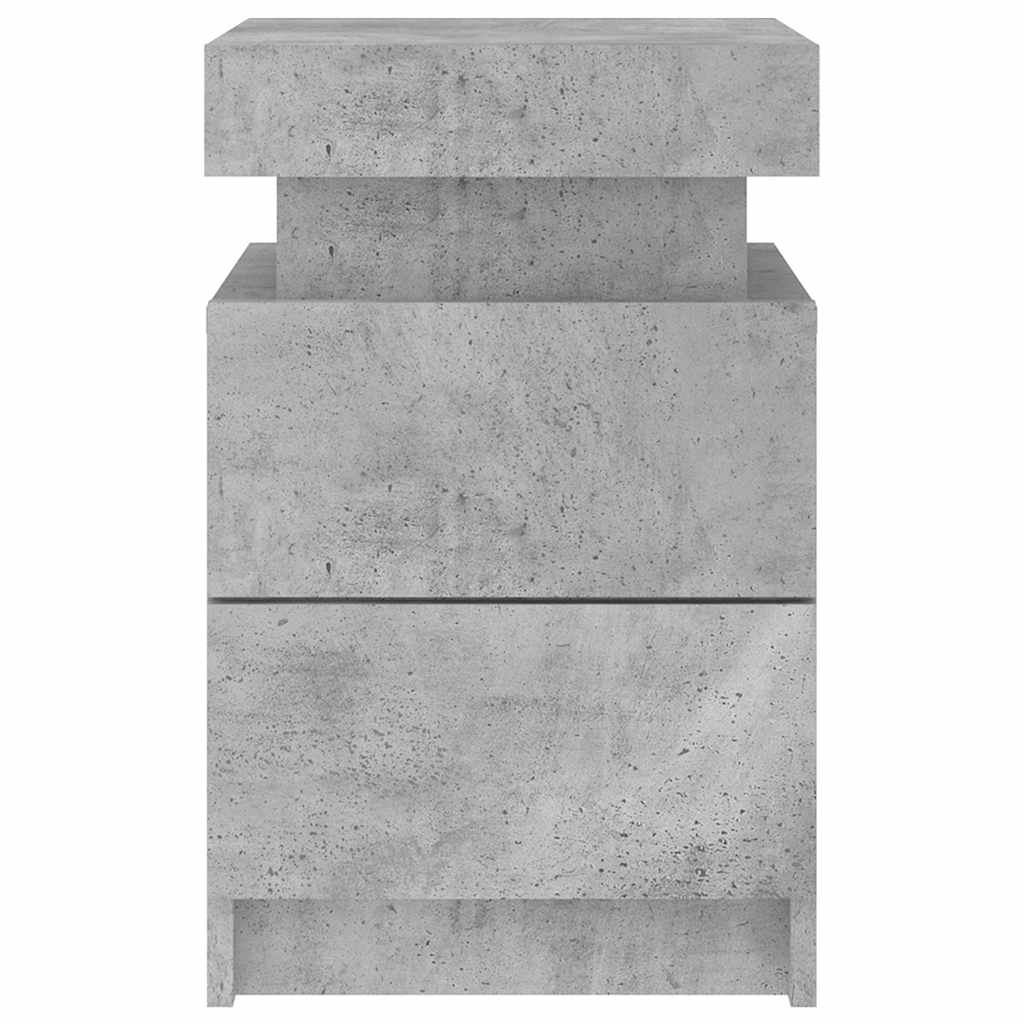 Κομοδίνα με Φώτα LED 2 τεμ. Γκρι Σκυροδέματος 35 x 39 x 55 εκ. - Pakobazaar