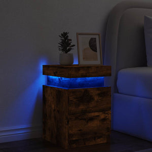 Κομοδίνο με Φώτα LED Καπνιστή Δρυς 35 x 39 x 55 εκ. - Pakobazaar