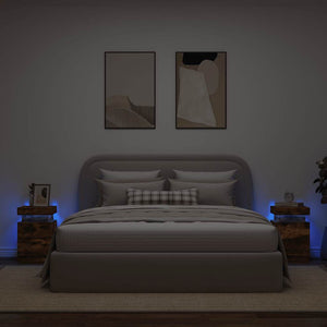 Κομοδίνα με Φώτα LED 2 τεμ. Καπνιστή Δρυς 35 x 39 x 55 εκ. - Pakobazaar