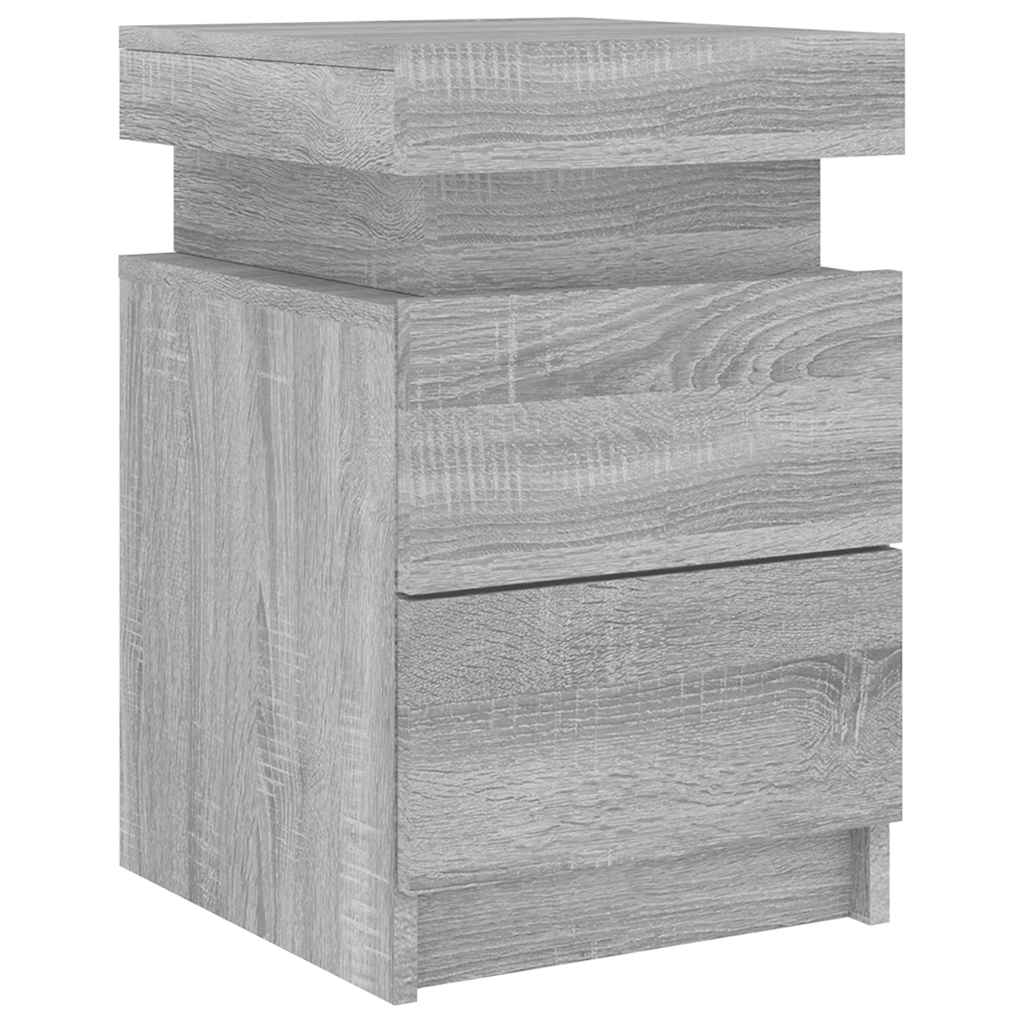 Κομοδίνο με Φώτα LED Γκρι Sonoma 35 x 39 x 55 εκ. - Pakobazaar