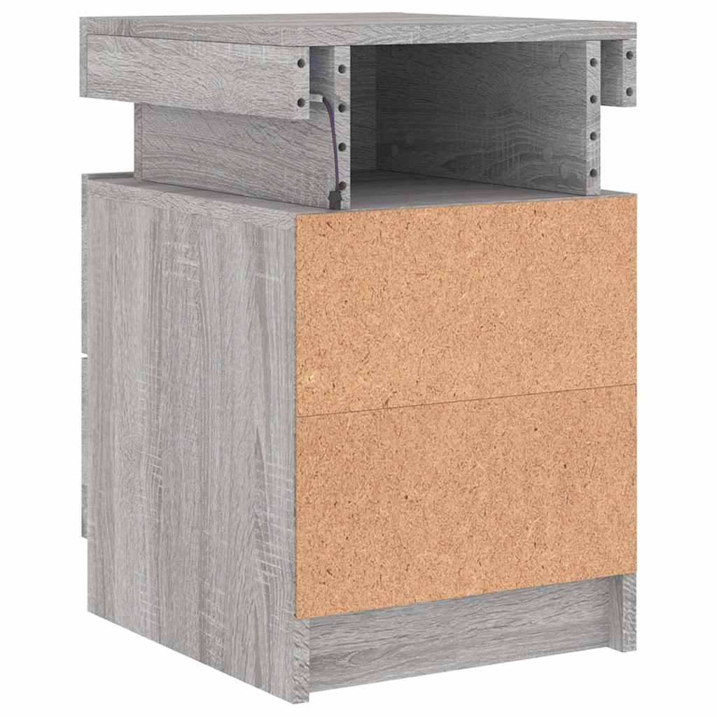 Κομοδίνο με Φώτα LED Γκρι Sonoma 35 x 39 x 55 εκ. - Pakobazaar
