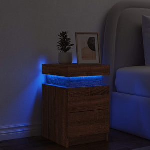 Κομοδίνο με Φώτα LED Καφέ Δρυς 35 x 39 x 55 εκ. - Pakobazaar
