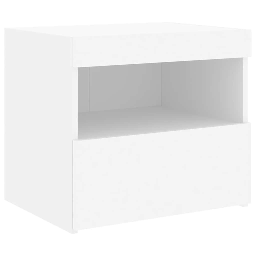 Κομοδίνο με Φώτα LED Λευκό 50 x 40 x 45 εκ. - Pakobazaar