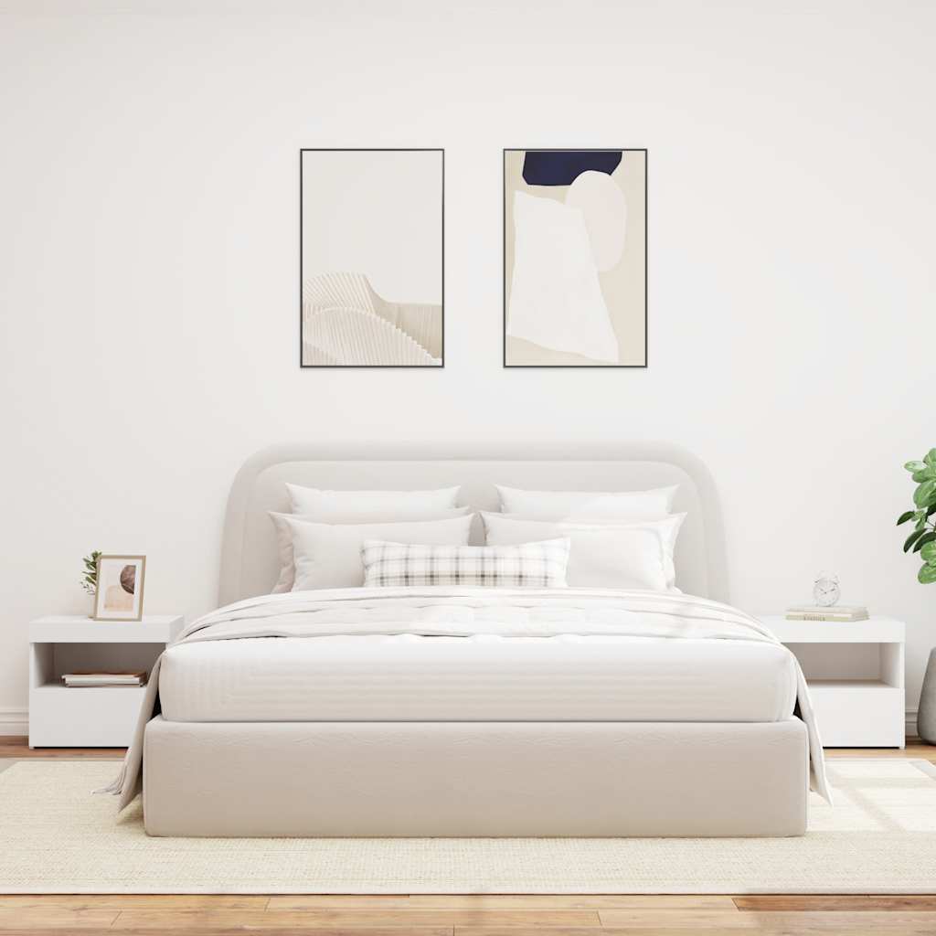 Κομοδίνα με Φώτα LED 2 τεμ. Λευκά 50 x 40 x 45 εκ. - Pakobazaar