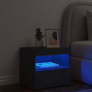 Κομοδίνο με Φώτα LED Μαύρο 50 x 40 x 45 εκ. - Pakobazaar