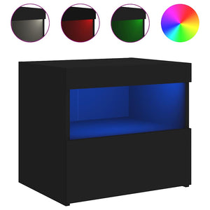 Κομοδίνα με Φώτα LED 2 τεμ. Μαύρα 50 x 40 x 45 εκ. - Pakobazaar